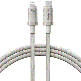 کابل شارژ سریع تایپ-سی به لایتنینگ 20 وات 3 آمپر طول 1 متر بیسوس Baseus مدل Iphone Series Titanium Alloy PD P10378101G21