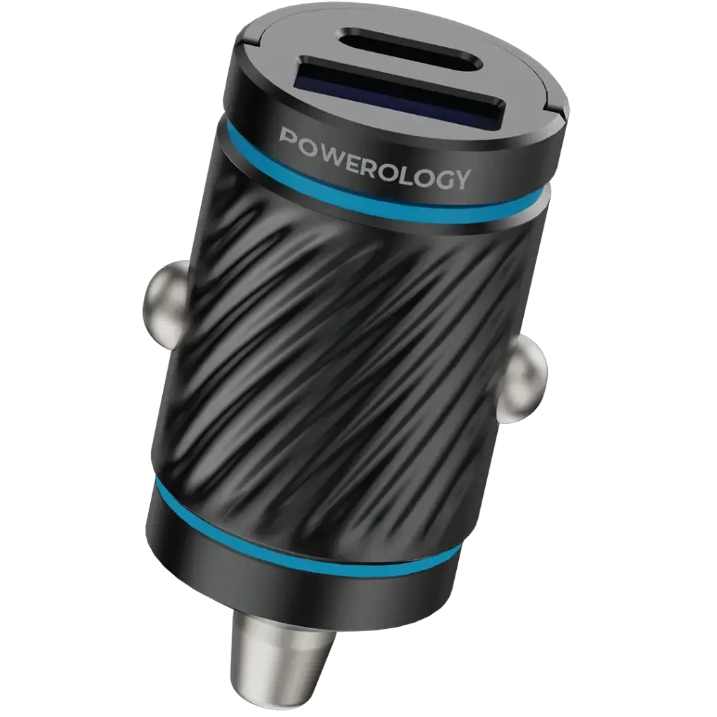 شارژر فندکی 36 وات دو پورت پاورلوژی Powerology Pico Dual-Port Car Charger PCCSR023BK