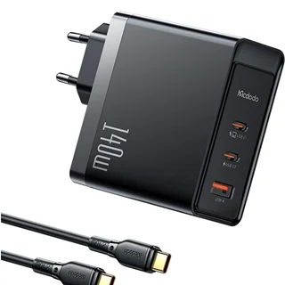 آداپتور شارژ 3 پورت 140 واتی با کابل مک دودو Mcdodo 140W GaN5 Pro Fast Charger CH-2913