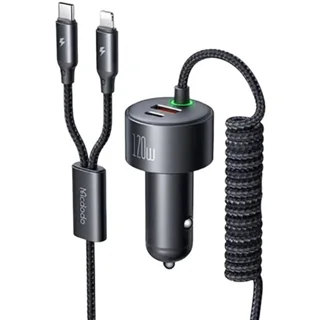 شارژر فندکی 120 وات با دو کابل متصل مک دودو Mcdodo 4 in 1 car charger CC-0370