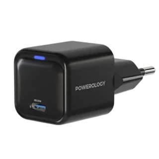 شارژر دیواری تایپ سی 20 وات پاورولوژی Powerology مدل Ultra-Compact 20W GaN PD Charger PWCUQC015
