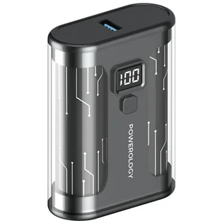 پاوربانک یو اس بی و تایپ سی 20وات فست شارژ 10000 طرح شفاف پاورولوژی Powerology مدل PPBCHA24 Crystalline Series Power bank 10000mAh PD 20W