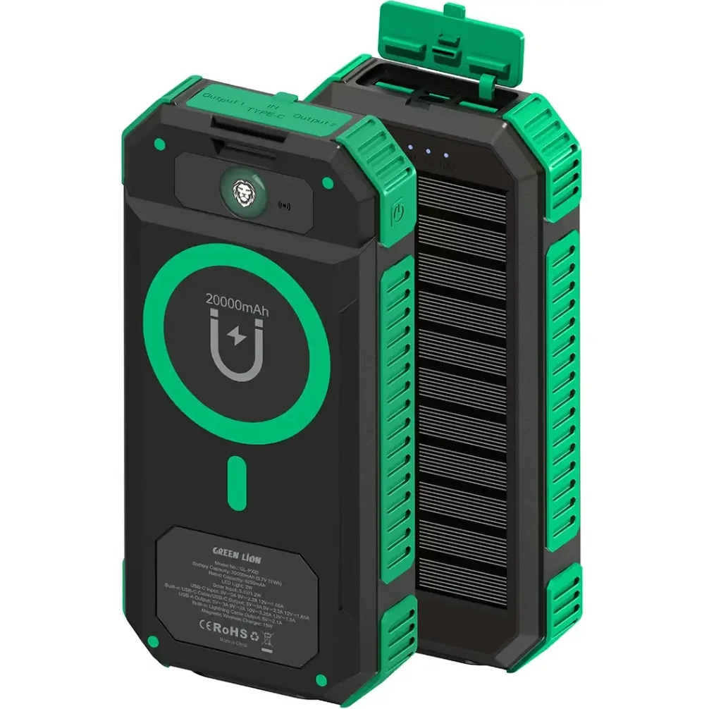 پاوربانک خورشیدی فلکس گرین لاین 20000 میلی آمپر ساعت Green Lion Solar Flex GNSOFLX20PBK