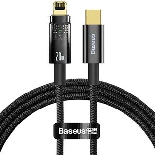 کابل شارژ سریع تایپ سی به لایتنینگ 20 وات طول 1 متر بیسوس Baseus مدل Explorer Series Smart Power-off Fast Charging Data Cable Type-C to IPhone 20W 1m CATS000001