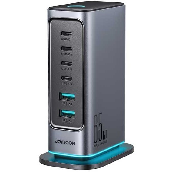 هاب شارژ 6 پورت 65 وات جویروم Joyroom GaN Multi-Port Power Station JR-TCM02